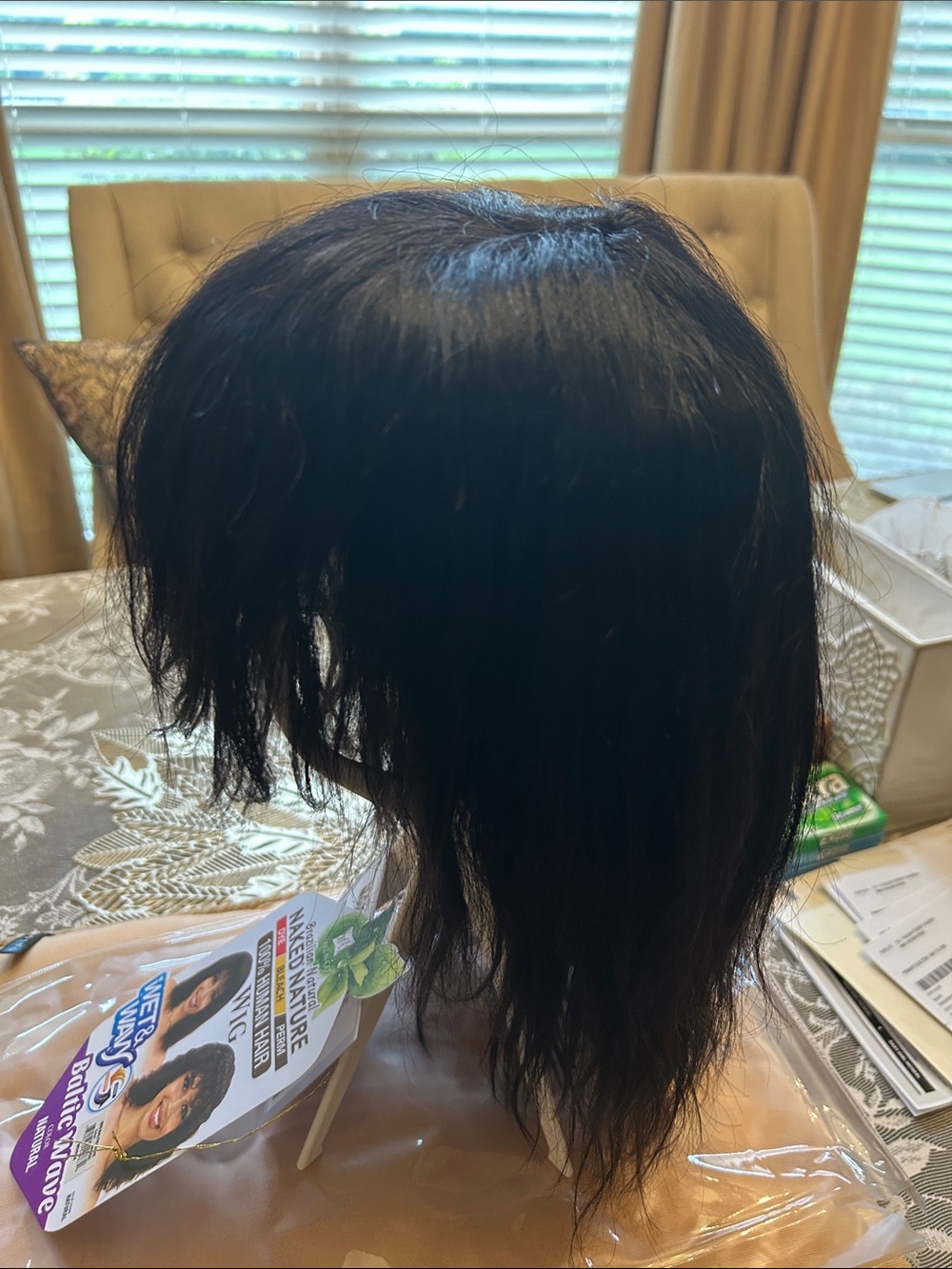 Natural Black Brazilian 100% Human Hair Wet & Wavy Wig